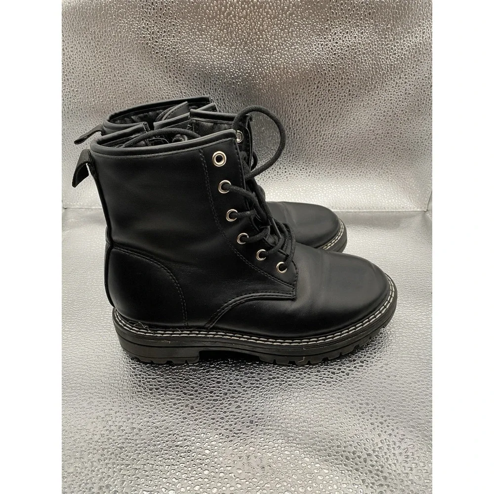 MIA Girls Black Lace-Up Zip Combat Comfort Ankle Boots‎ Size 2